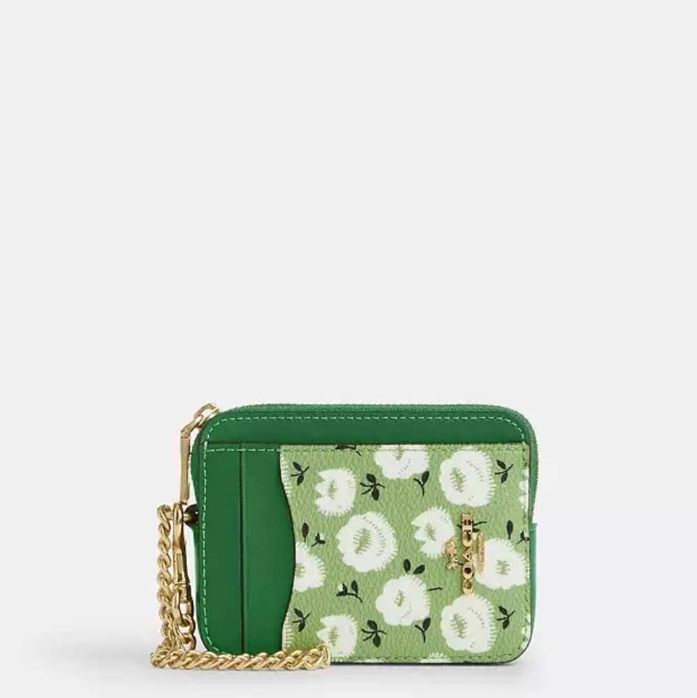 Coach Zip Card Case With Floral Print NWT